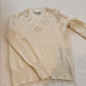 100%Cashmere V-neck cream sweater from Neiman Marcus
